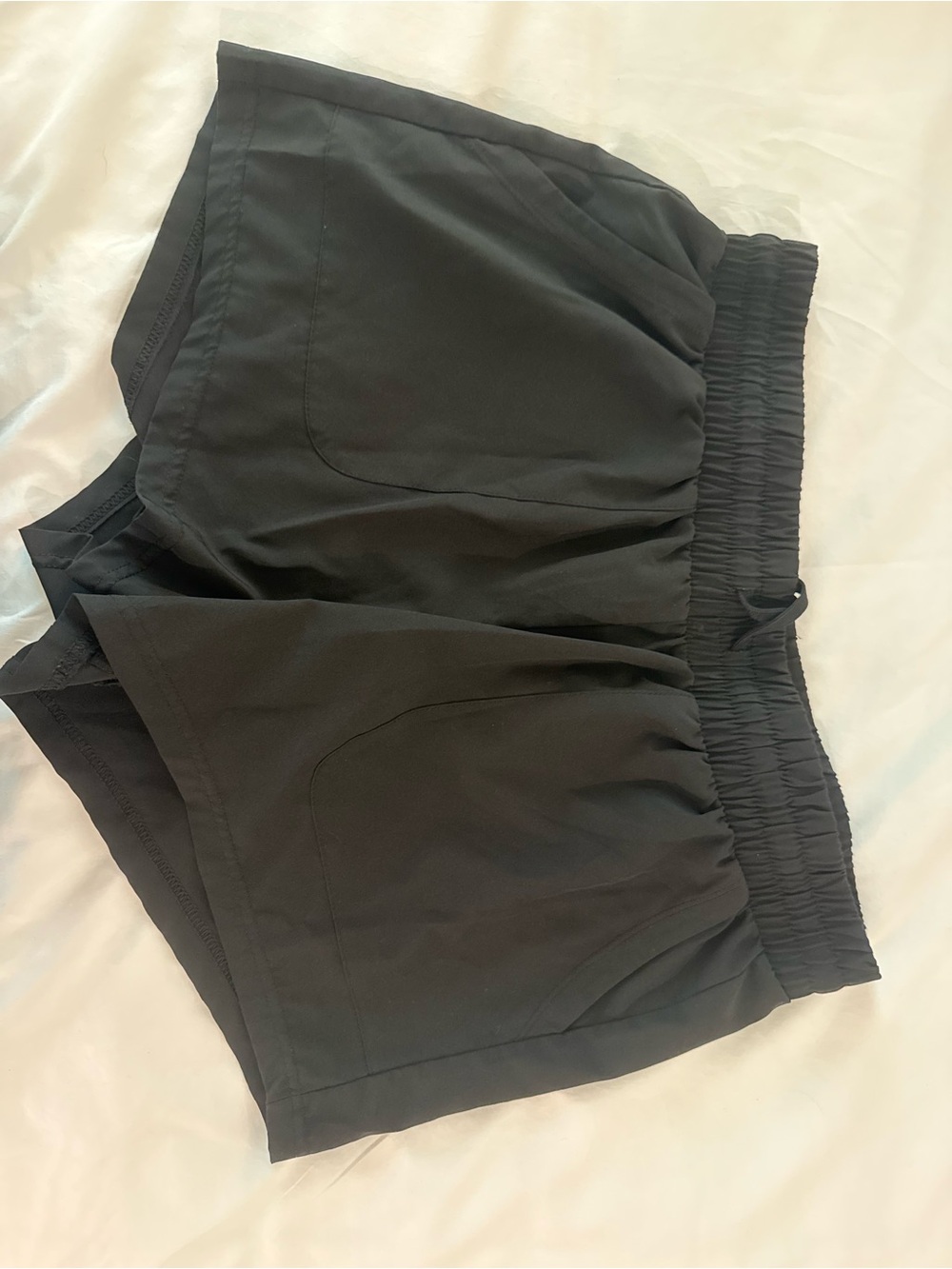 Women's Black Elastic-Waist Athletic Shorts